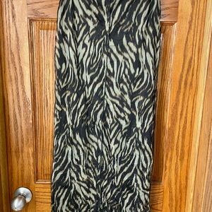 Topshop Zebra Print Skirt - Black and Sage